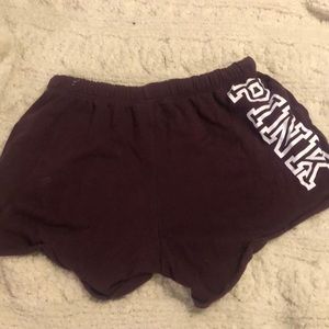 VS Pink maroon boyfriend fit logo shorts